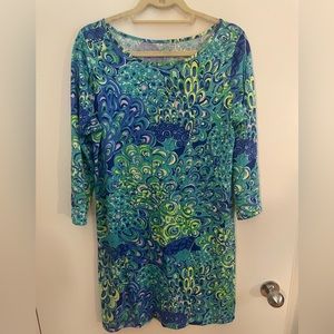 Lilly Pulitzer casual long sleeve blue and green dress.